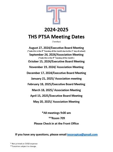 THS PTSA Meeting Dates