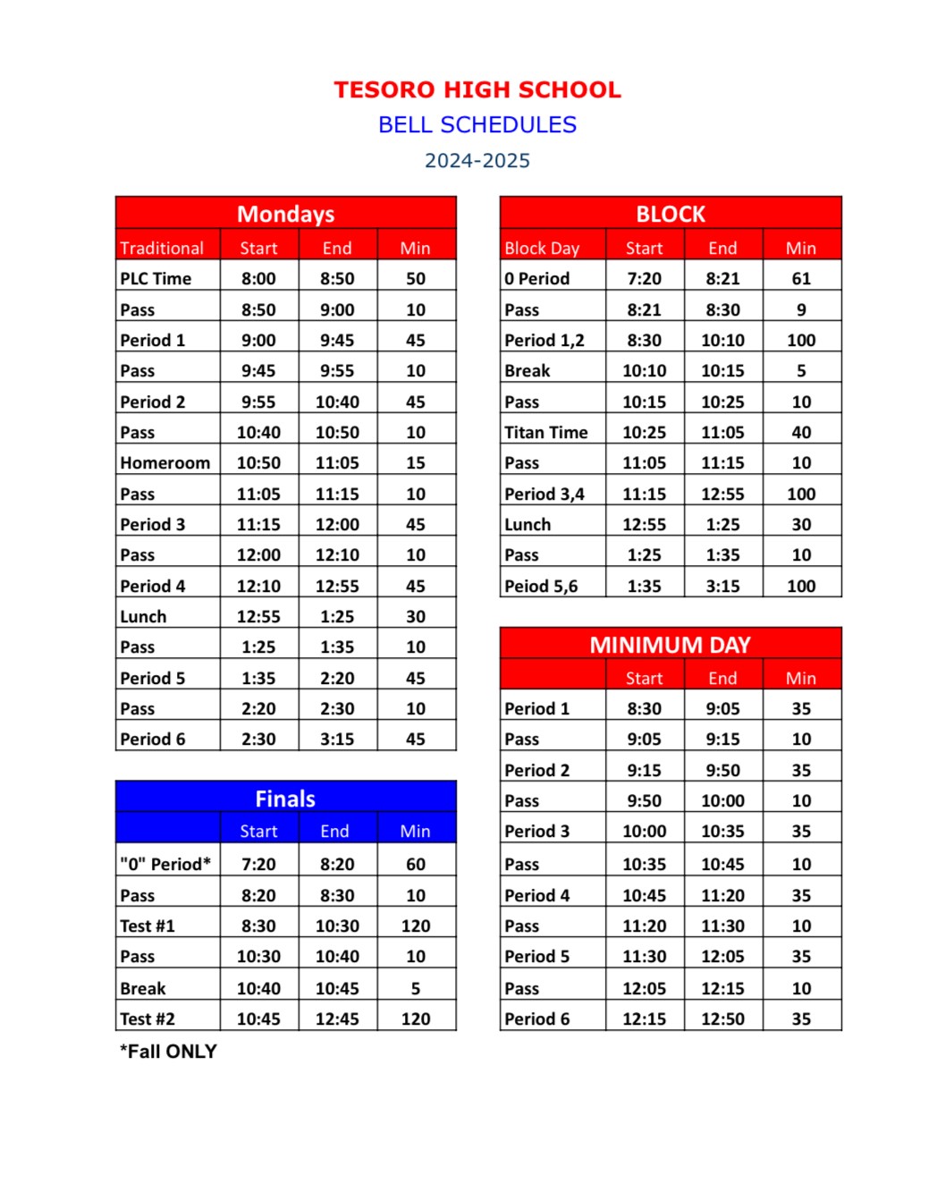 Bell Schedule