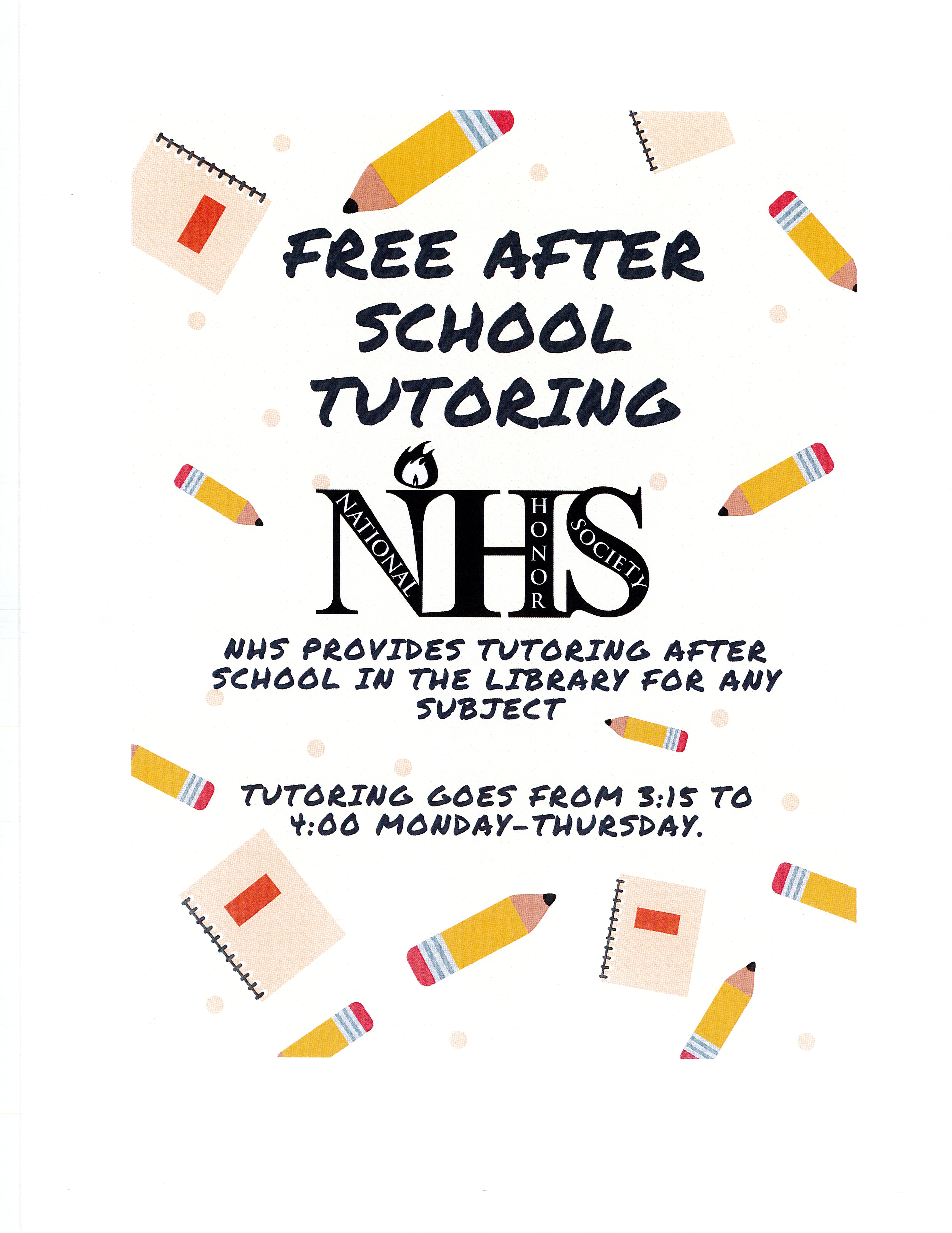 flyer announcing free after school tutoring by NHS