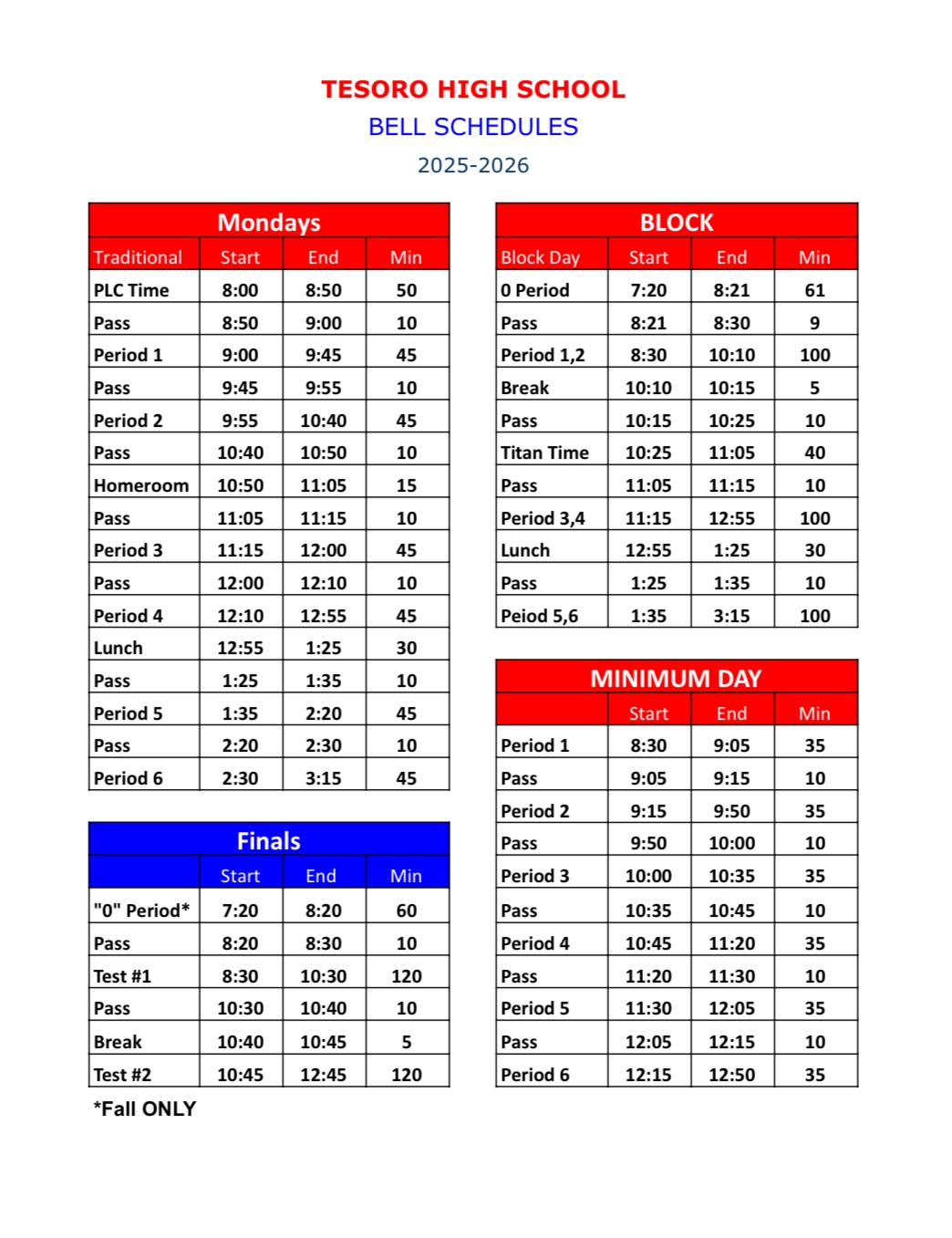 Bell Schedule