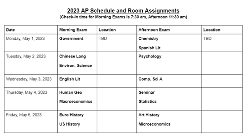 Tesoro High School - AP Exam Dates & Location