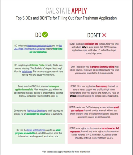 CSU do and Don'ts of filing your application